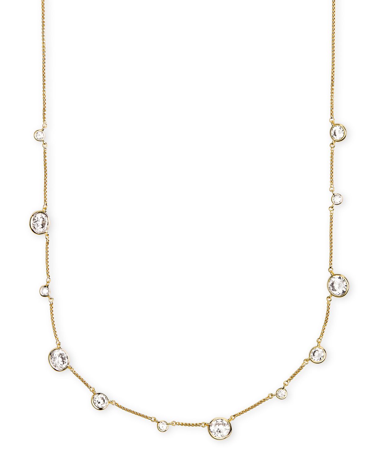 CLEMENTINE NECKLACE, Color: GOLD METAL WHITE CZ, Size: ONE SIZE