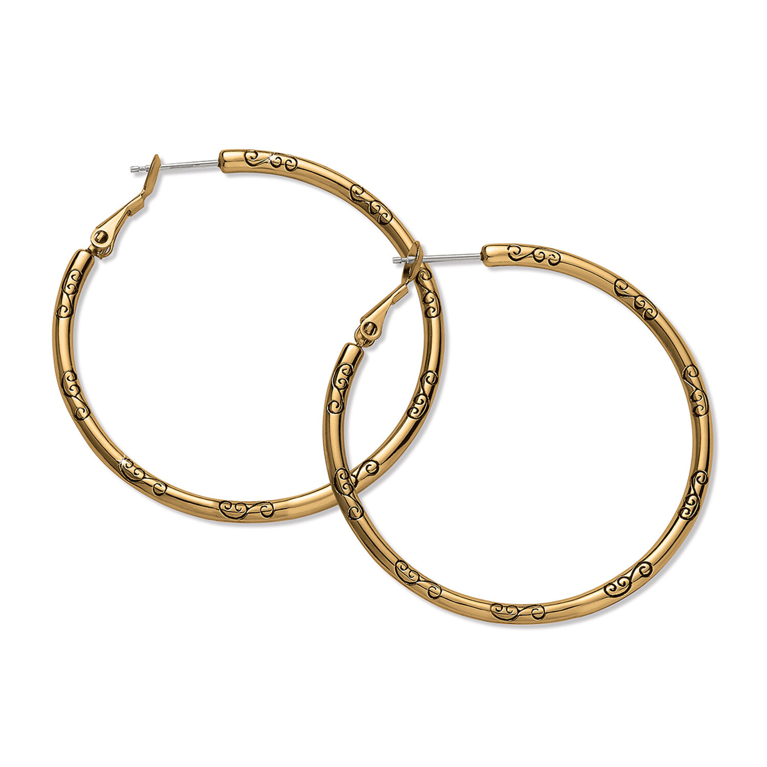 Large Hoop Charm Earrings-Gold
