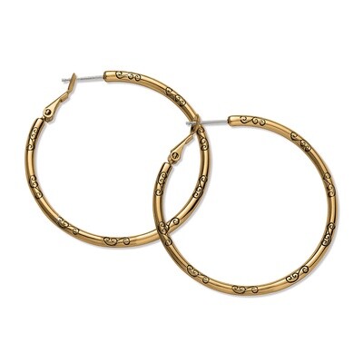 Large Hoop Charm Earrings-Gold