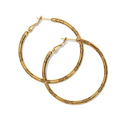 Large Hoop Charm Earrings-Gold