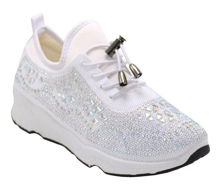 Sparkle Quick Entry Sneaker, Color: WHITE, Size: 5