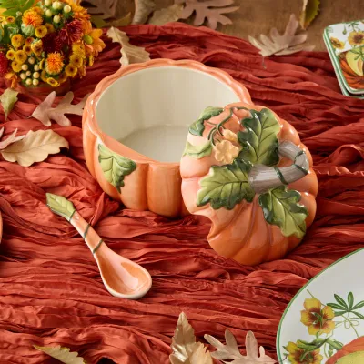 Harvest Morning Fall Pumpkin Tureen w Ladle 2.75 qt.