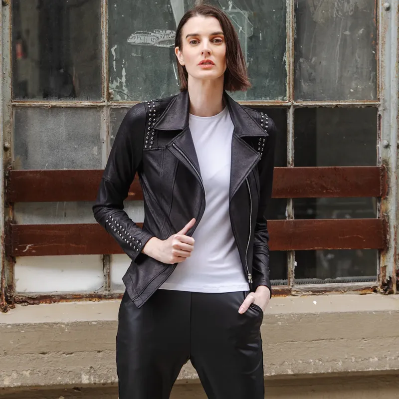 Liquid Leather Studded Jacket
