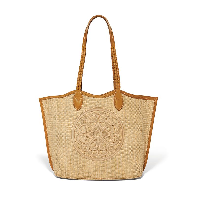 Bruna Large Straw Tote-Blonde