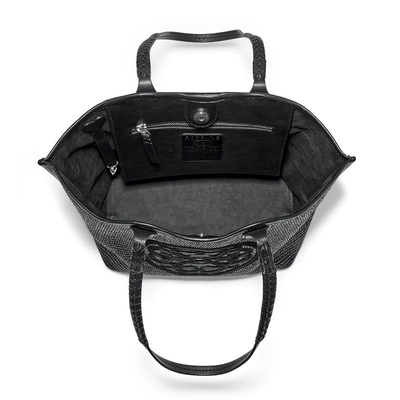Bruna Large Straw Tote-Black