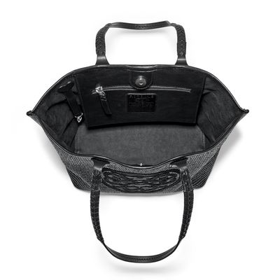 Bruna Large Straw Tote-Black