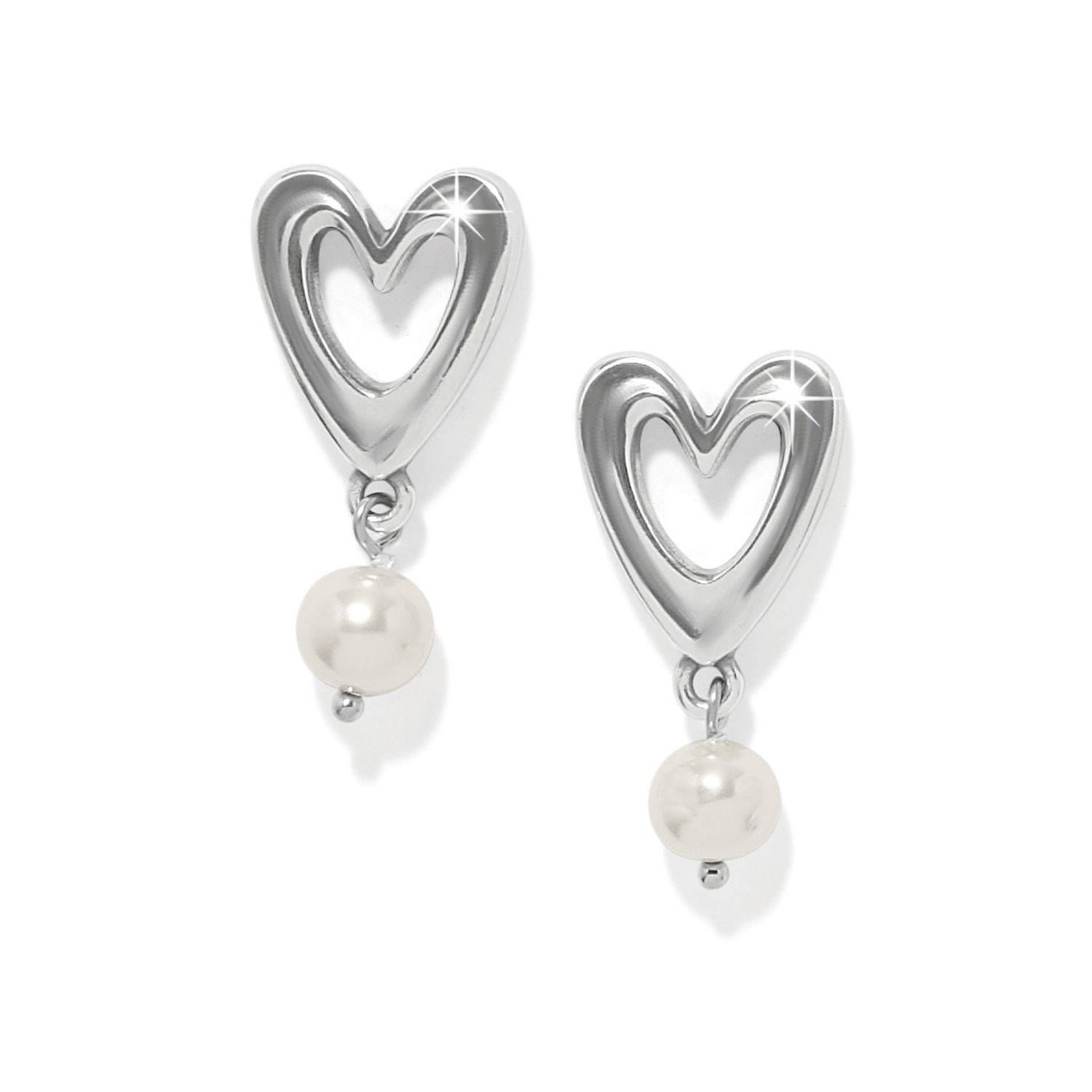 Cascade Open Heart Pearl Post Drop Earrings