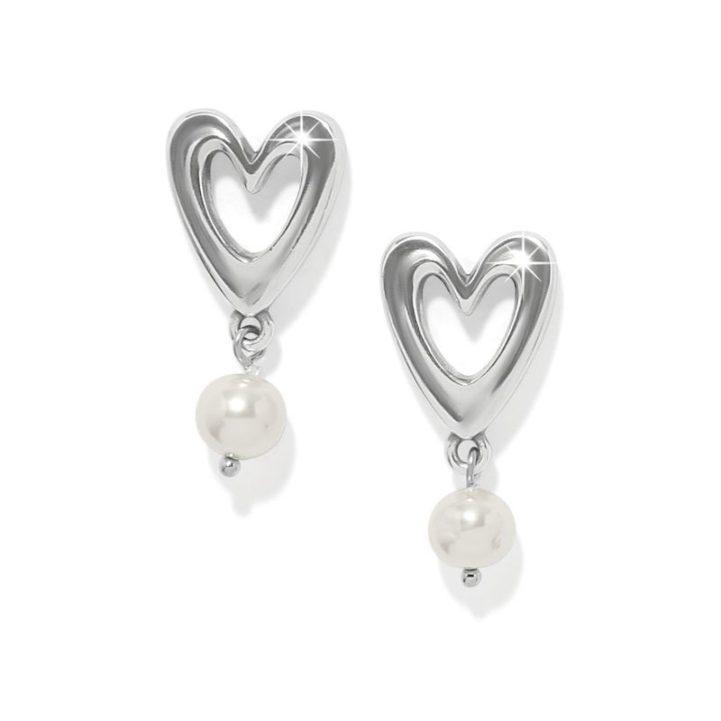 Cascade Open Heart Pearl Post Drop Earrings