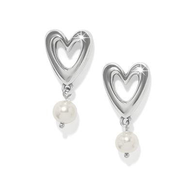 Cascade Open Heart Pearl Post Drop Earrings