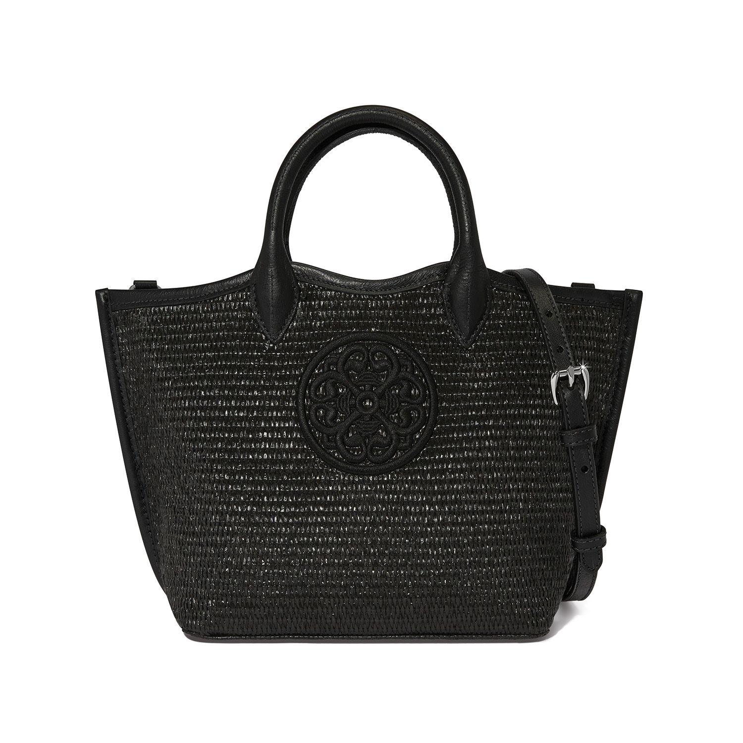 Biancca Medium Straw Tote-Black