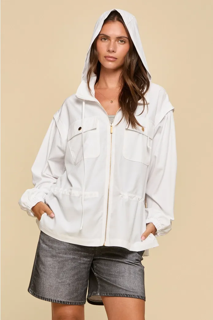 Double Breast Pocket Jacket w/ Hood