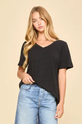 Everyday Essential Cotton V-Neck Knit Top
