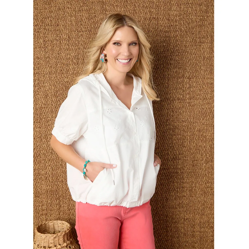 Angela Button Front Hooded Top