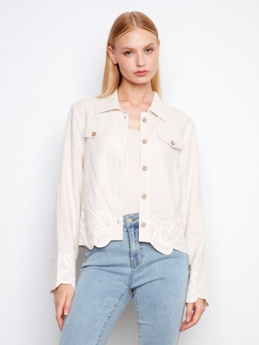 Linen Jacket w/Embroidery