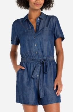 Short Sleeve Romper w/Self Tie