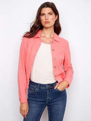 Linen Jacket w/Fray Hem