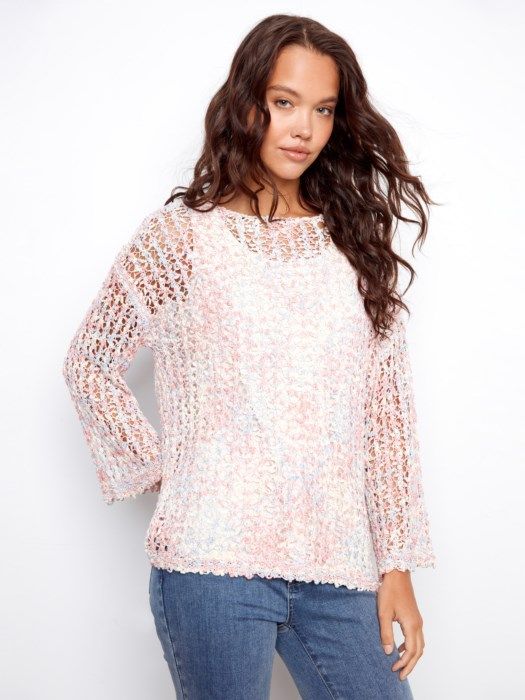 Space-Dye Fishnet Sweater