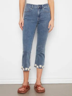 FLORAL TRIM DENIM
