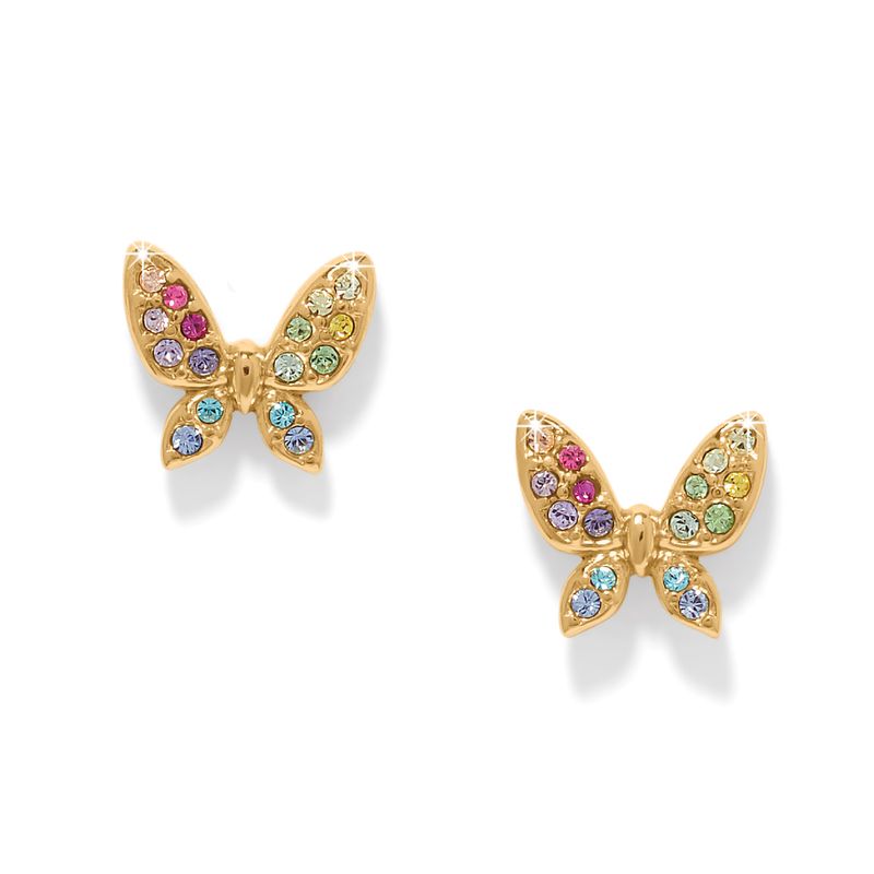 Enchanting Gem Butterfly Earrings-Gold