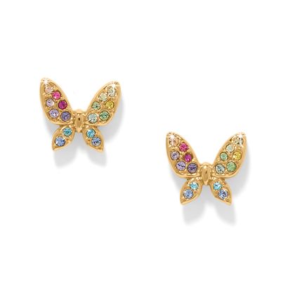 Enchanting Gem Butterfly Earrings-Gold