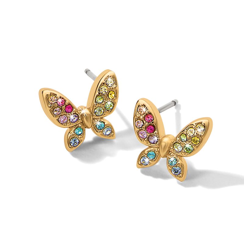 Enchanting Gem Butterfly Earrings-Gold