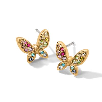 Enchanting Gem Butterfly Earrings-Gold