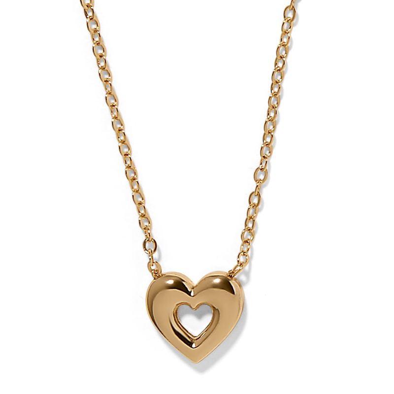 Enchanting Gem Heart Necklace-Gold