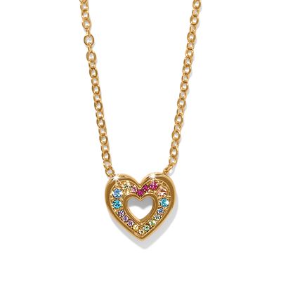 Enchanting Gem Heart Necklace-Gold