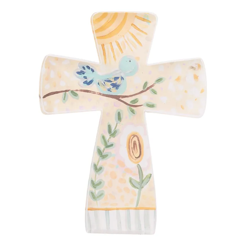 Blue Bird Standing Acrylic Cross