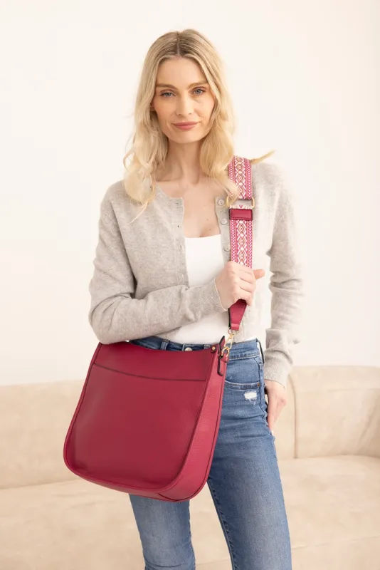 Chloe Crossbody with Guitar Strap-Dark Ruby