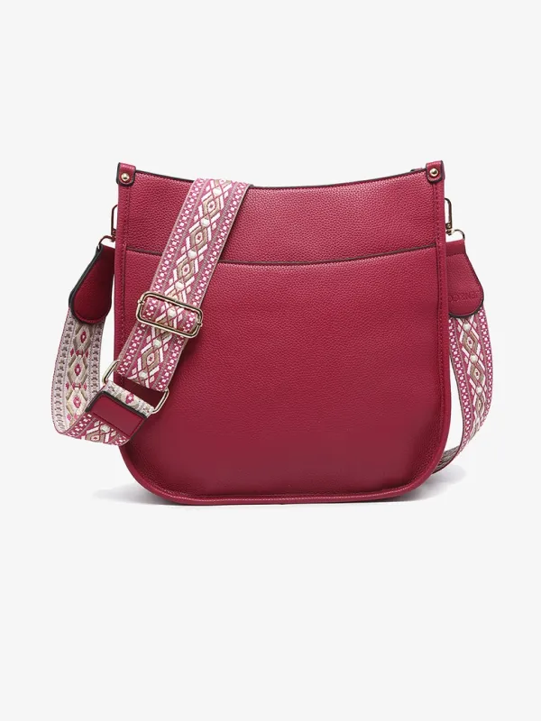 Chloe Crossbody with Guitar Strap-Dark Ruby