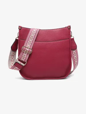 Chloe Crossbody with Guitar Strap-Dark Ruby