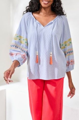 Raglan Blouse w/Embroidery
