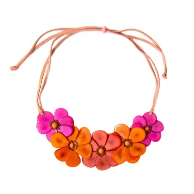 Rosalia Necklace-Fuchsia/Orange/Poppy Coral