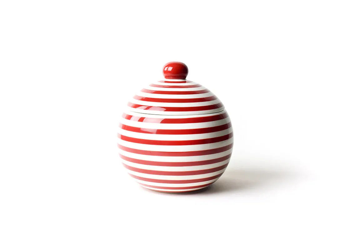 Red Stripe Large Round Lollipop Jar with Lid