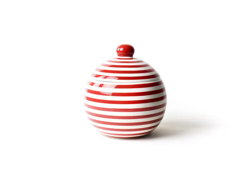 Red Stripe Large Round Lollipop Jar with Lid