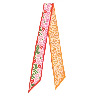 Red Leopard Narrow Scarf