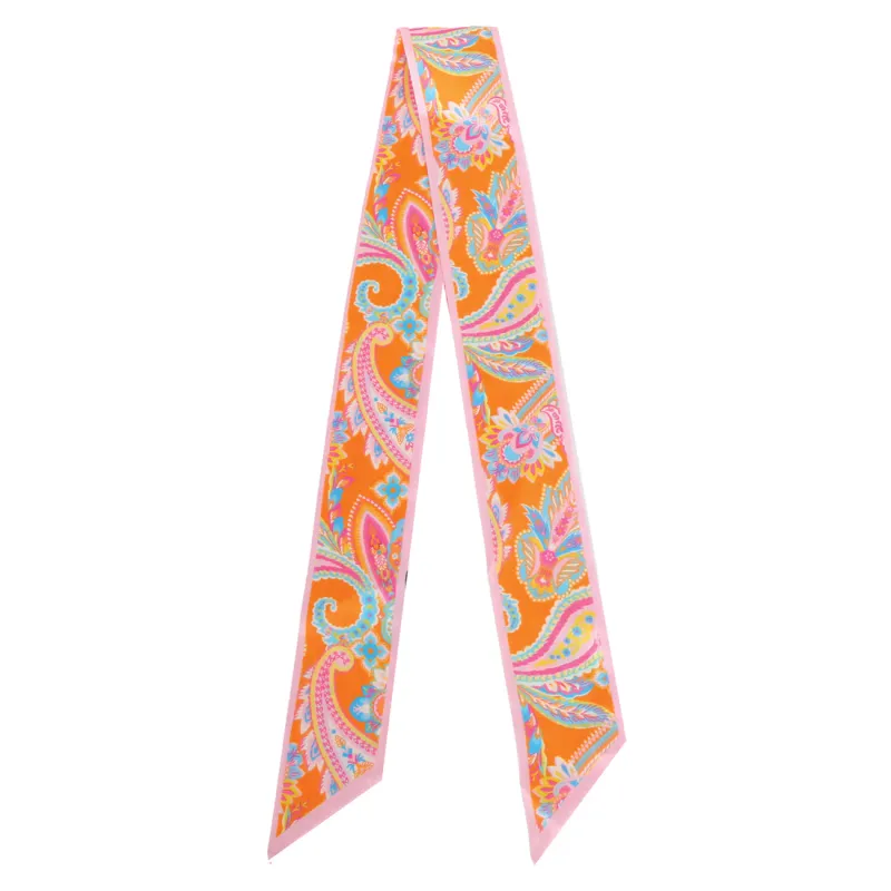 Orange Paisley Narrow Scarf