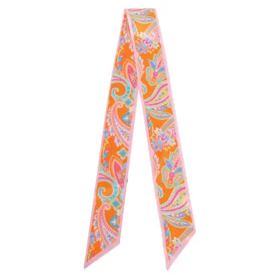Orange Paisley Narrow Scarf