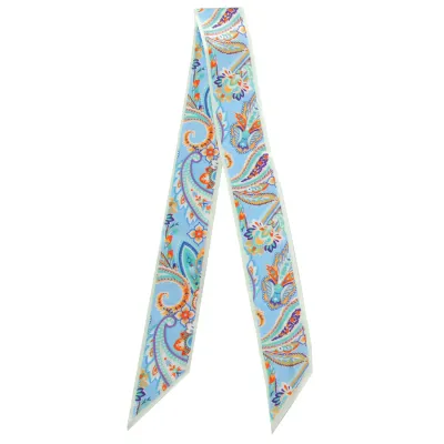 Blue Paisley Narrow Scarf