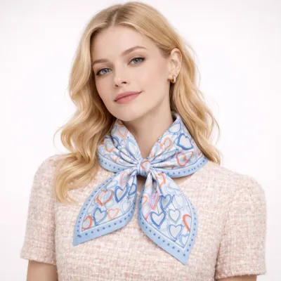 Blue Hearts Square Scarf