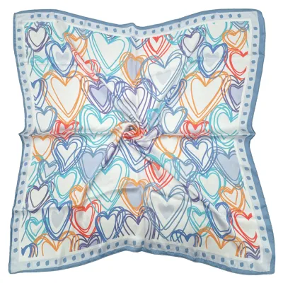 Blue Hearts Square Scarf
