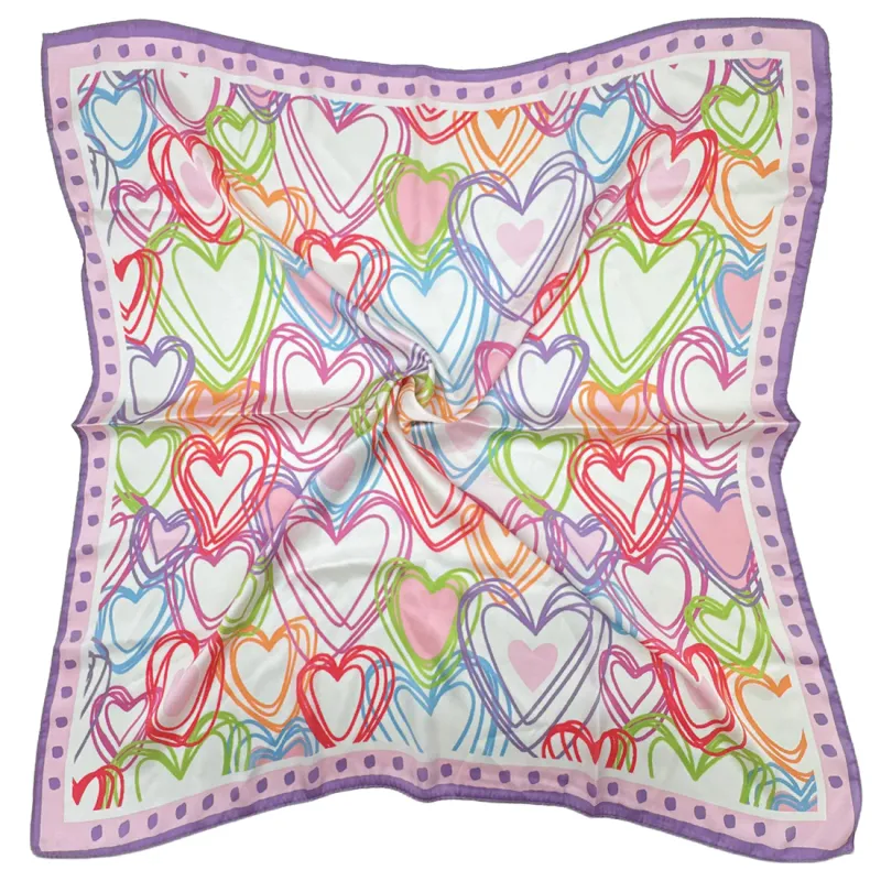 Purple Hearts Square Scarf