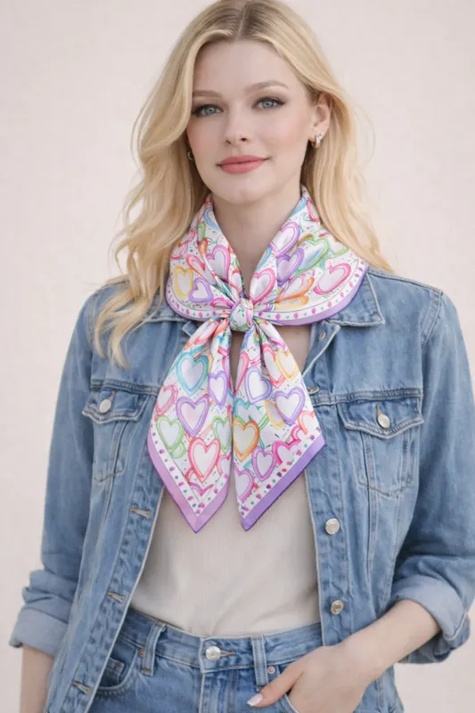 Purple Hearts Square Scarf