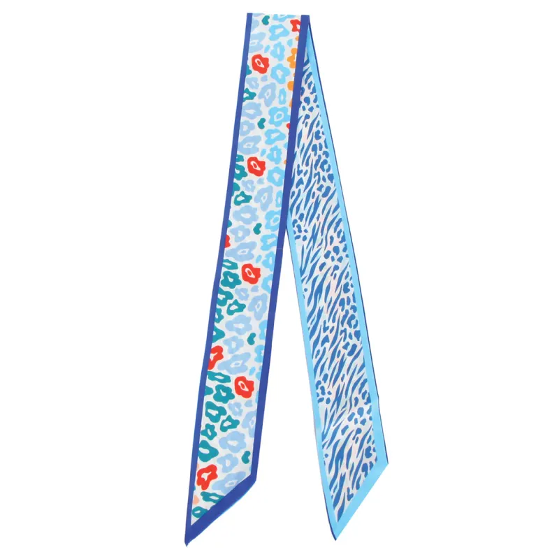 Blue Leopard Narrow Scarf