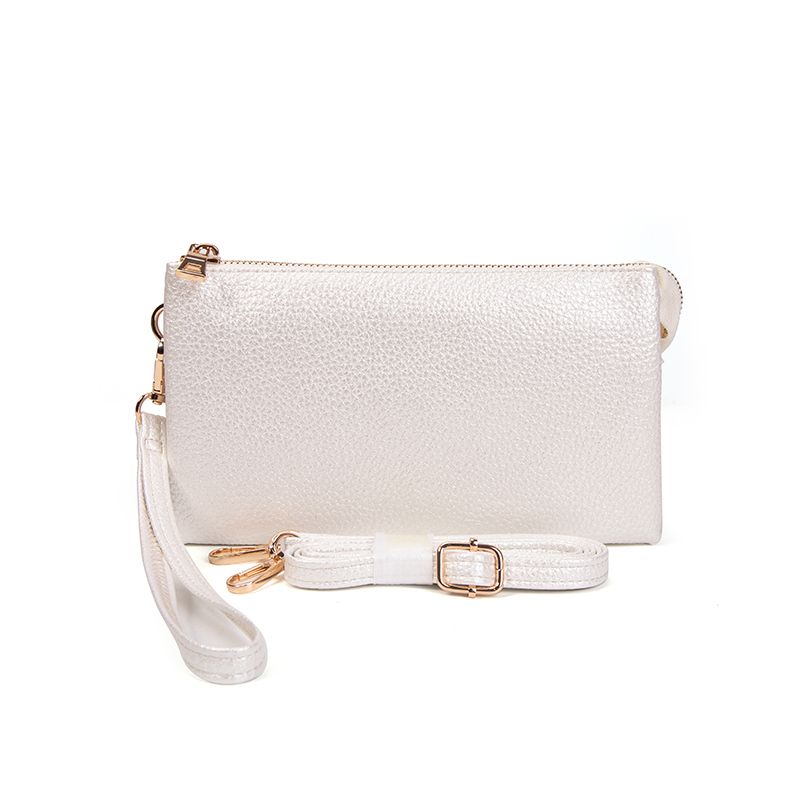 METALLIC IVORY ORGANIZED WRISTLET &amp; CROSSBODY