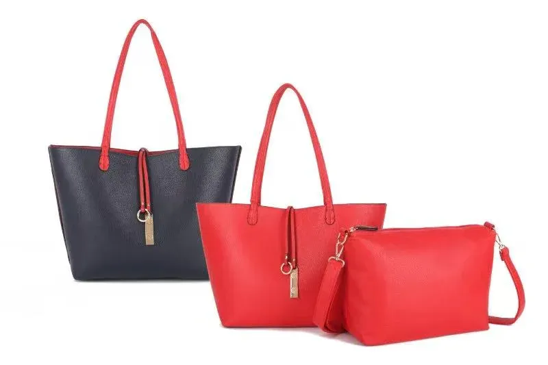 RED &amp; NAVY REVERSIBLE 2 IN 1  TOTE