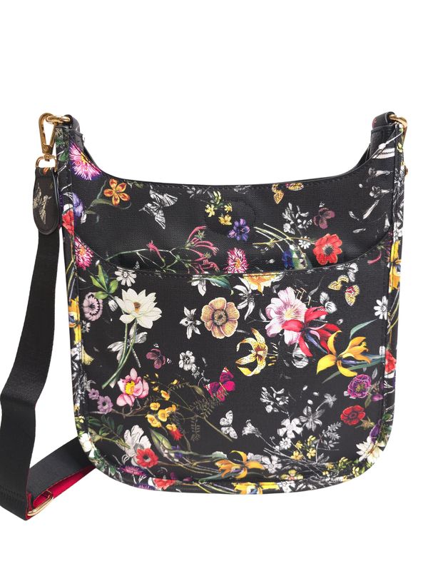 BLACK FLORAL  MESSENGER w/GUITAR STRAP