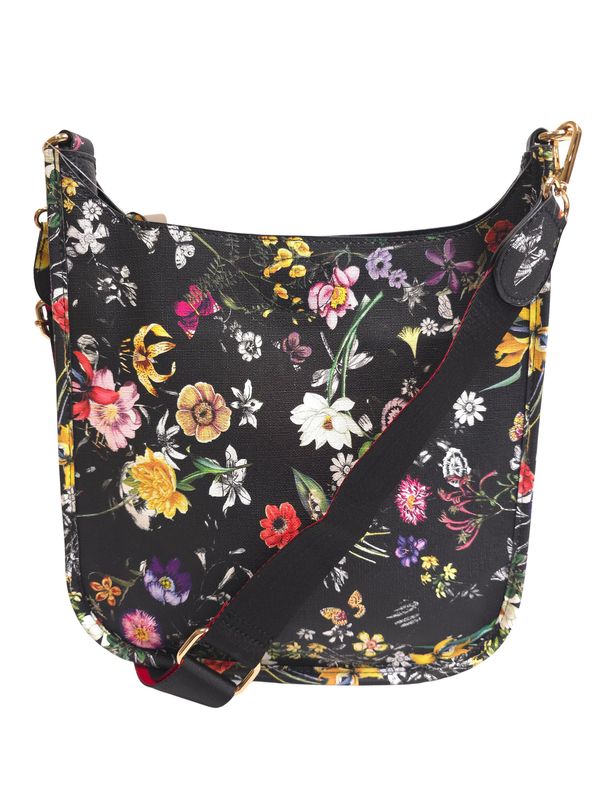 BLACK FLORAL  MESSENGER w/GUITAR STRAP