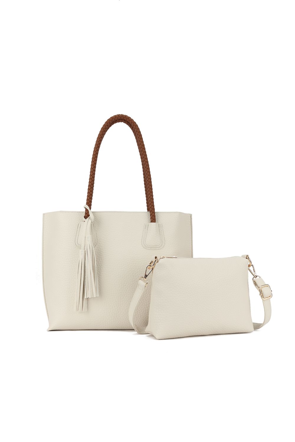 IVORY TASSEL BRAIDED HANDLED TOTE